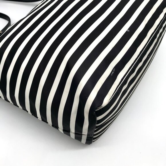 Kate Spade Black & Clotted Cream Striped Nylon Watson Lane Maya Tote Bag - Picture 6 of 11